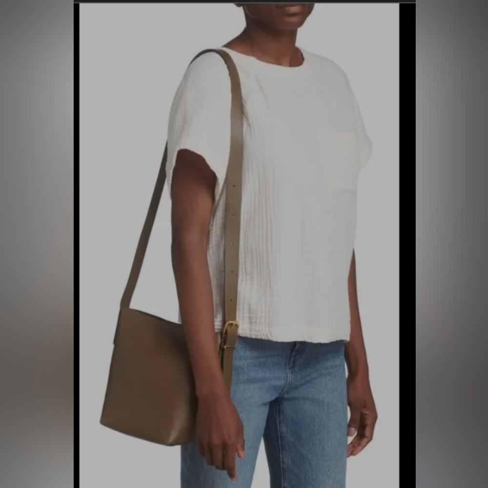 MADEWELL THE ESEENTIAL MINI LEATHER BAG CROSSBODY BUCKET OLIVE BROWN BAG
